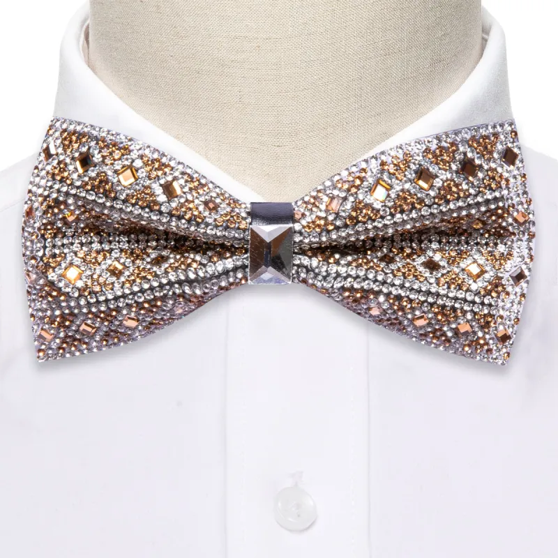 Shining Brown Rhinestones Pre-tied Bowties Fashion For Wedding Party sold by Barrywang