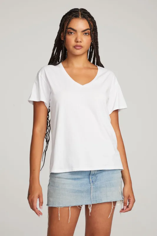 Everyday Essential White V-neck Tee sold by Chaser