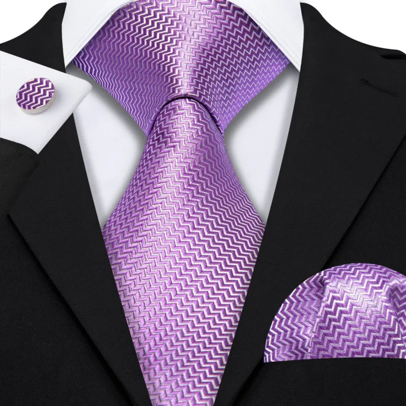 Barry Wang Men's Purple 63 Inches Extra Long Tie Hanky Cufflinks Set sold by Barrywang