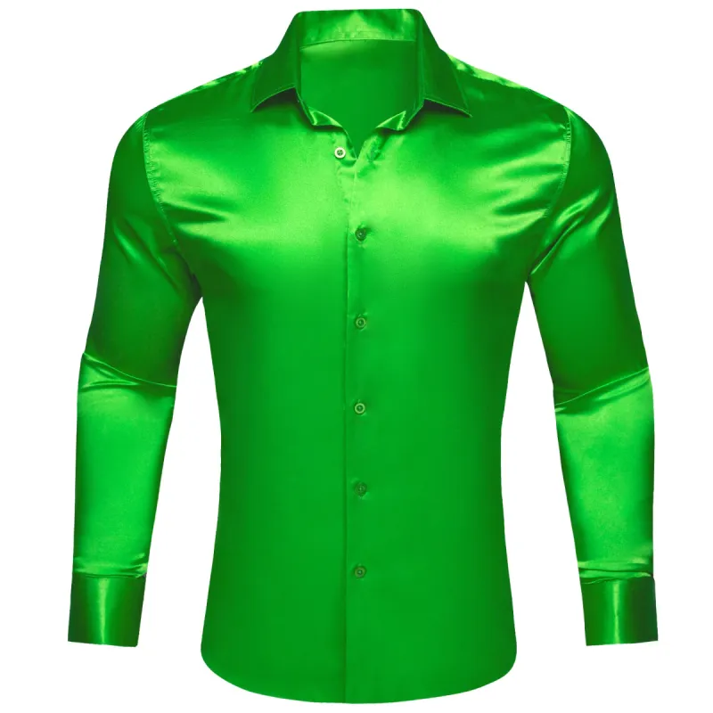 Barry.wang Cobalt Green Solid Silk Shirt sold by Barrywang