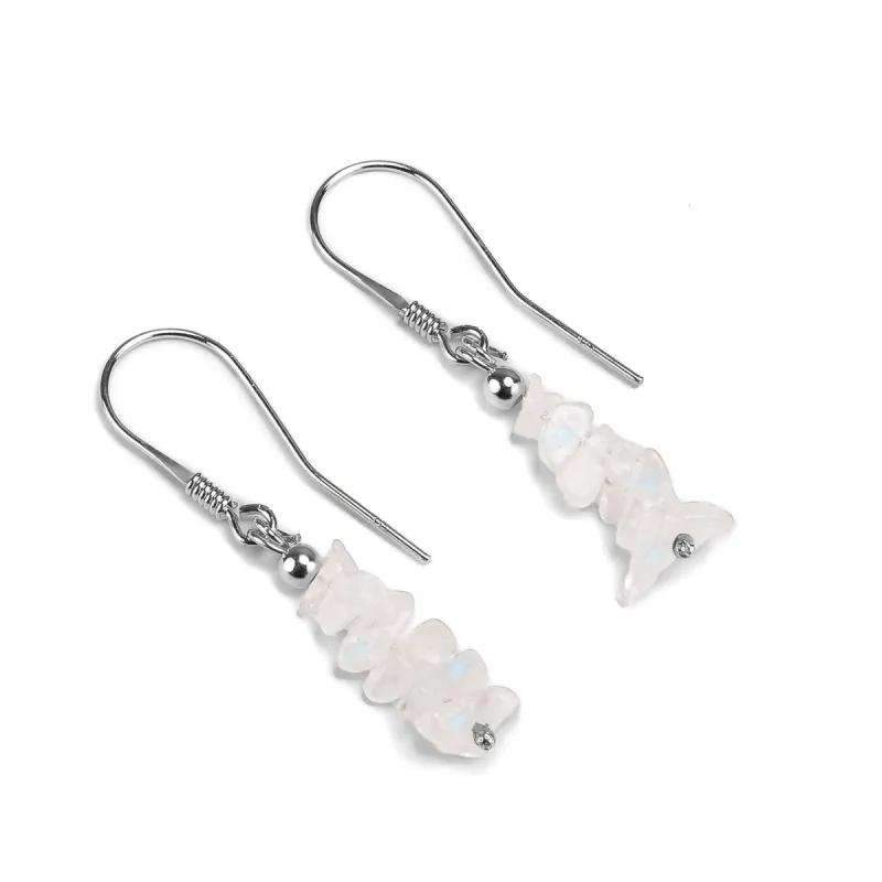 Mini Nugget Bead Hook Earrings in Silver & Moonstone sold by Henryka