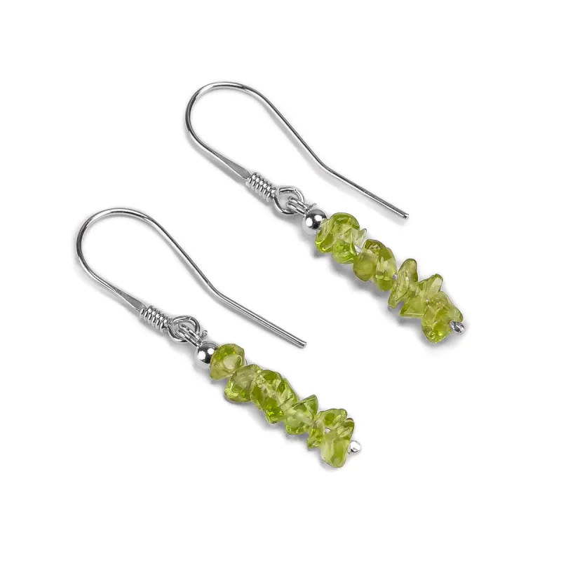 Mini Nugget Bead Hook Earrings in Silver & Peridot sold by Henryka