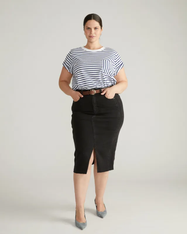 Breton Stripe Garcon Tee - White/Cenote Stripe sold by Universal Standard
