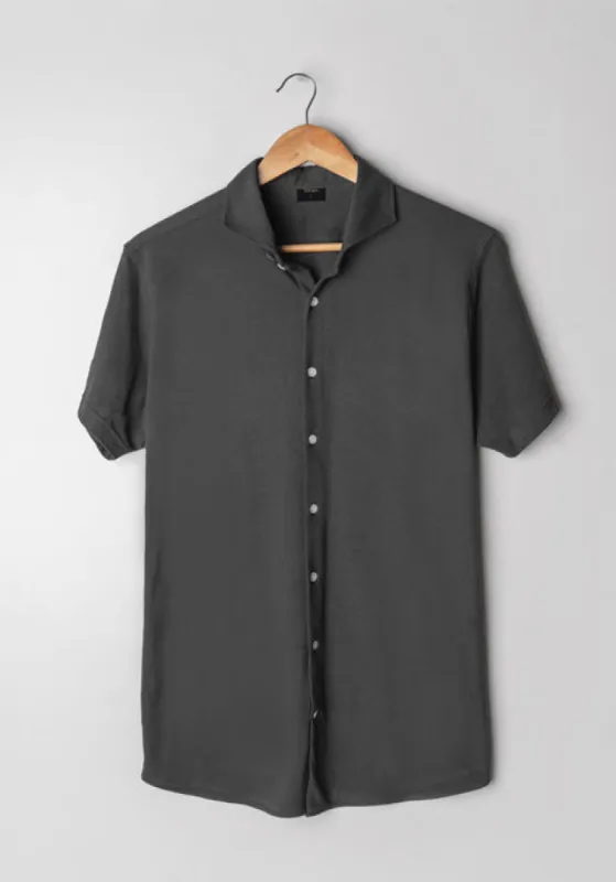 Grey Feather Soft Piqué Half Sleeve Shirt sold by Brisk Shirts