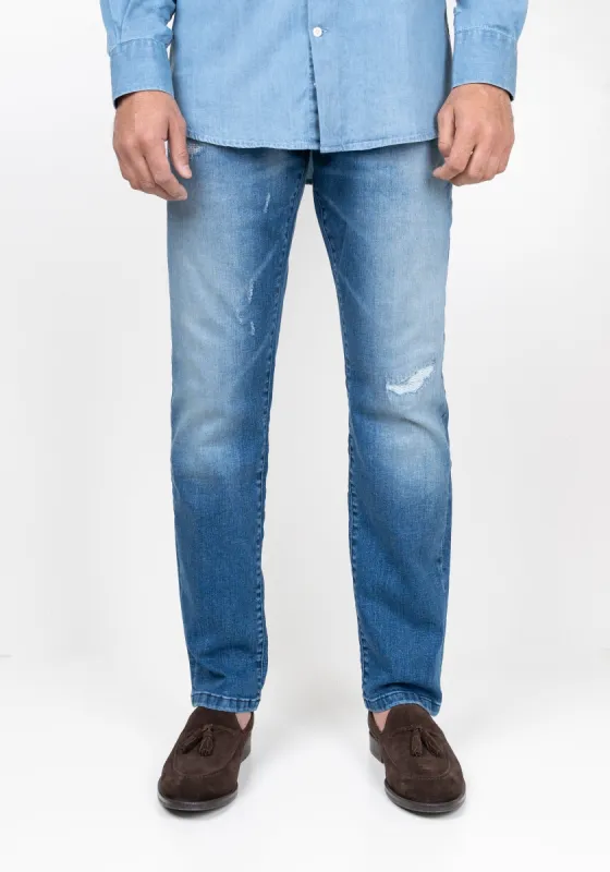 Medium Wash Slight Rip & Repair Slim Fit Jeans - Flex sold by Brisk Shirts