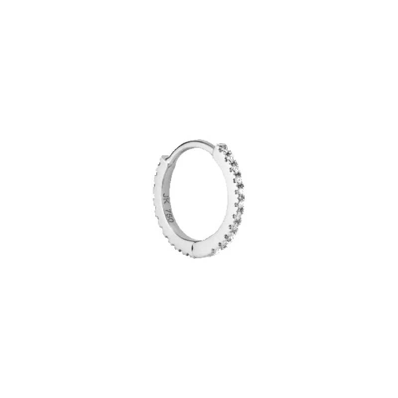 Tiny diamond hoop earring without graduated design, Ø10 mm, 22 brilliant-cut diamonds, white sold by Jane Koenig