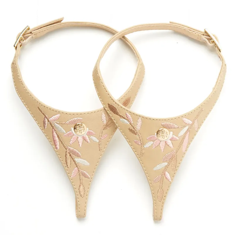 Tan Leather Floral Embroidery sold by Cambiami