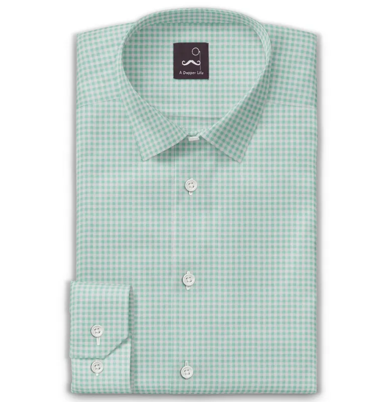 Pure Cotton - Long Sleeve - Green Gingham Check Print sold by Airthreads