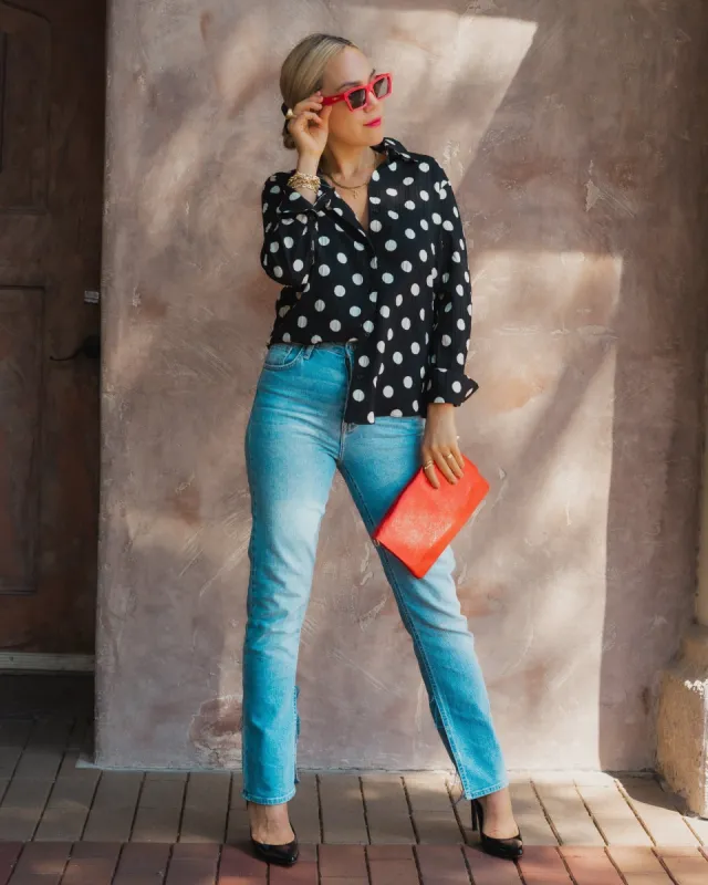 Polka Dot Long Sleeve Blouse sold by Care Tucker