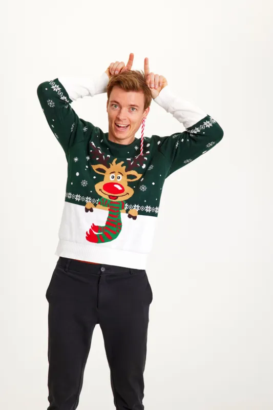 Rudolfs Christmas sweater green - Men. sold by Christmas Sweats