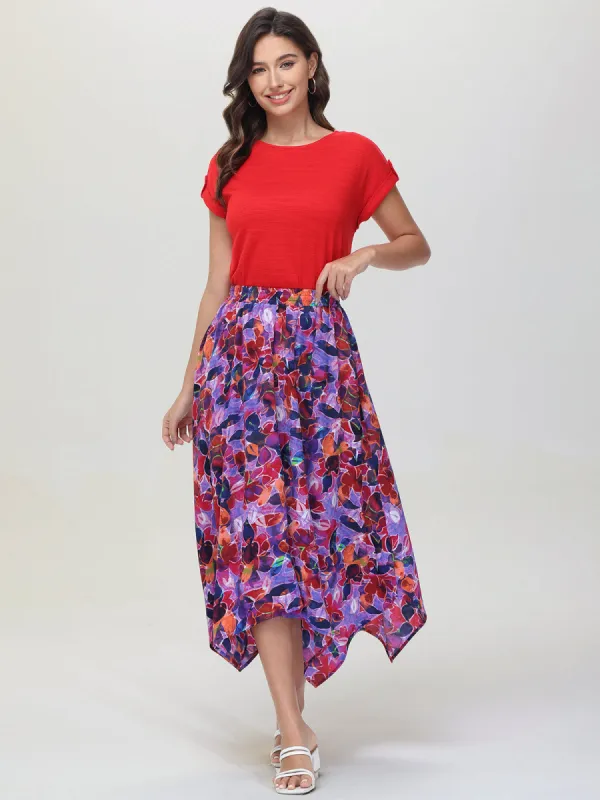 Floral Handkerchief Hem Maxi Skirt sold by Daily Thread