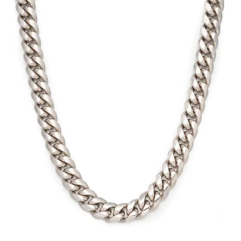 10mm Cuban Link Chain in White Gold sold by Ghetluxe