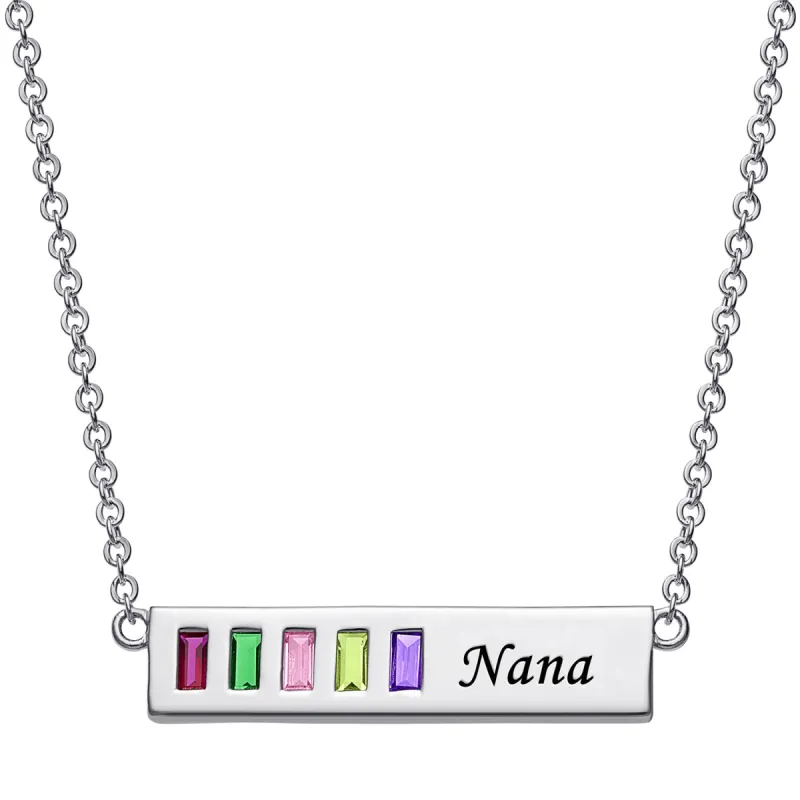 Baguette Birthstone Nana Bar Pendant sold by Limoges Jewelry