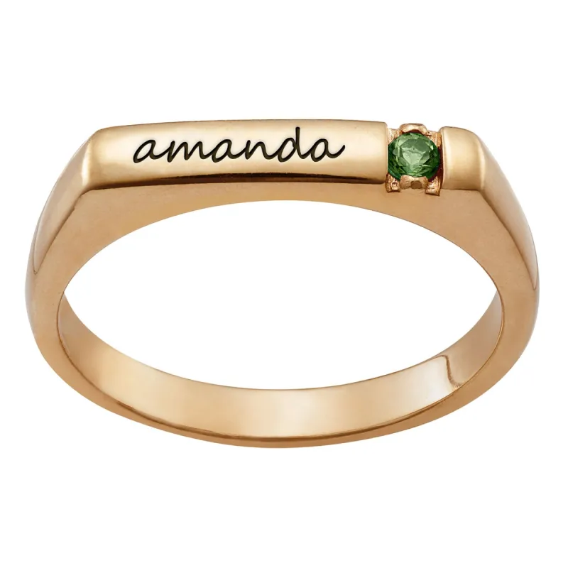 Personalized Name and Birthstone Stackable Ring sold by Limoges Jewelry