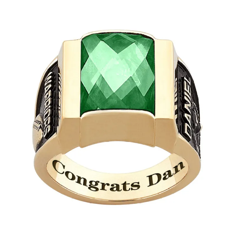 14K Gold over Sterling Traditional Deco Stone Men's Class Ring sold by Limoges Jewelry