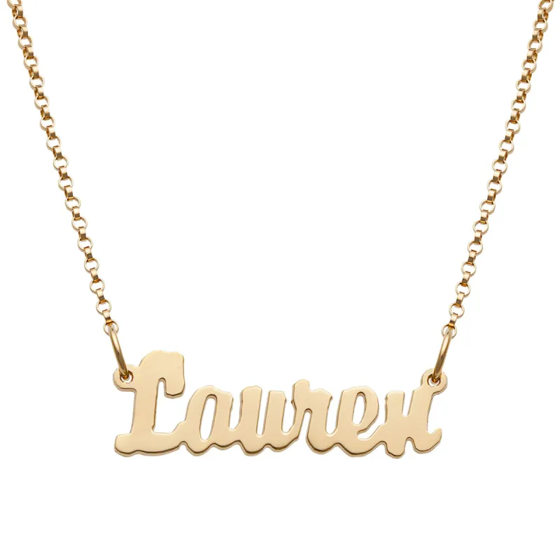 ELIZABETH EDMONDS 14K Gold over Sterling Kid's Mini Name Necklace sold by Limoges Jewelry