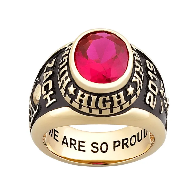 10K Yellow Gold Men's Traditional Oval Stone Class Ring sold by Limoges Jewelry