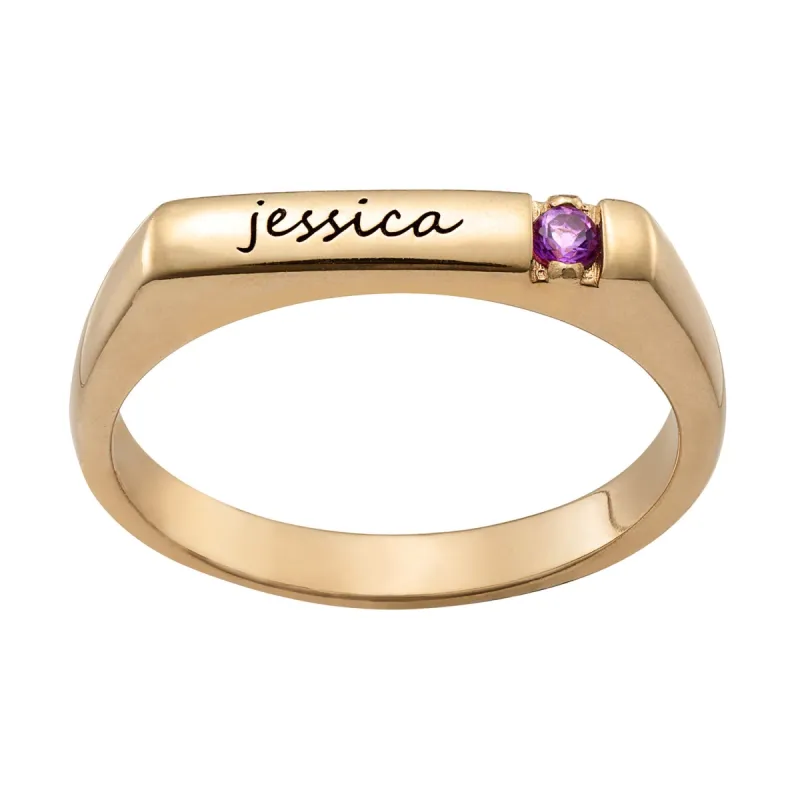 14K Gold over Sterling Personalized Rectangle Ring sold by Limoges Jewelry