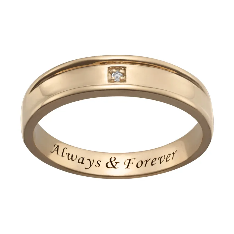 14K Gold over Sterling Men's Engraved Diamond Accent Ring sold by Limoges Jewelry