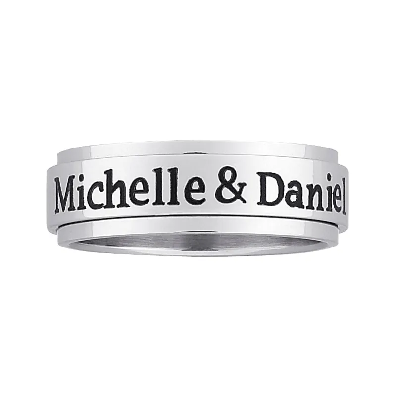 Stainless Steel Spinner Top-Engraved Band sold by Limoges Jewelry
