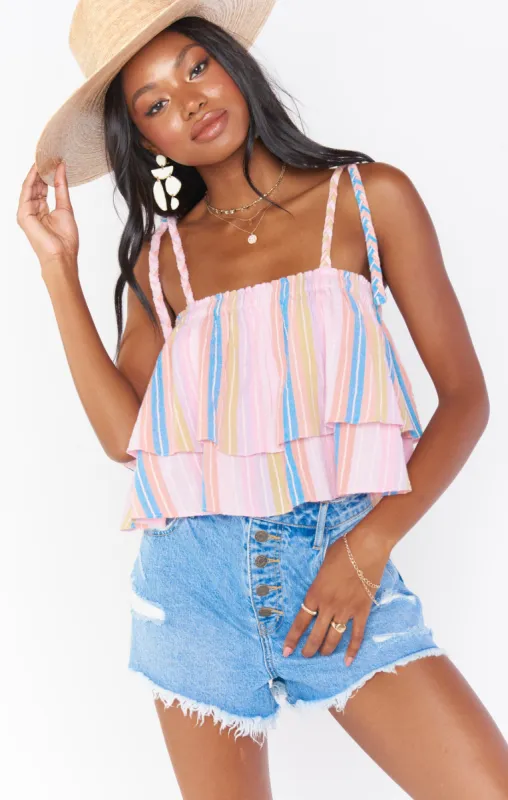 Klum Ruffle Top ~ Paradise Stripe sold by Show Me Your MuMu