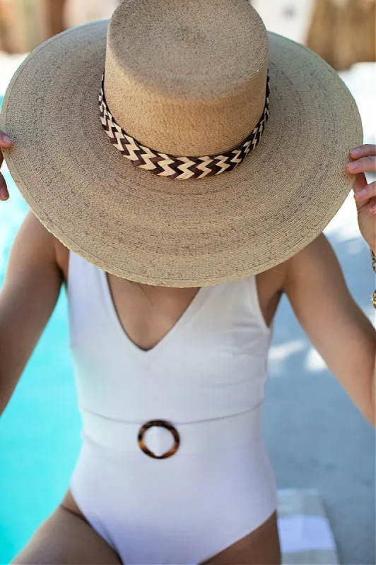 NEW!!  The Athena Pressed Palm Straw Hat sold by Glitzy Bella