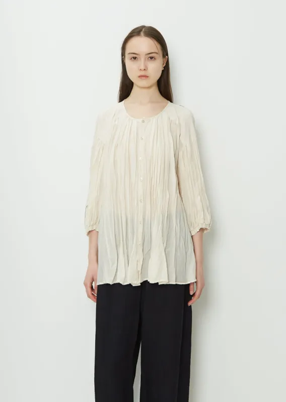 Wildflower Embroidery Cotton Silk Gathered Blouse sold by La Garconne