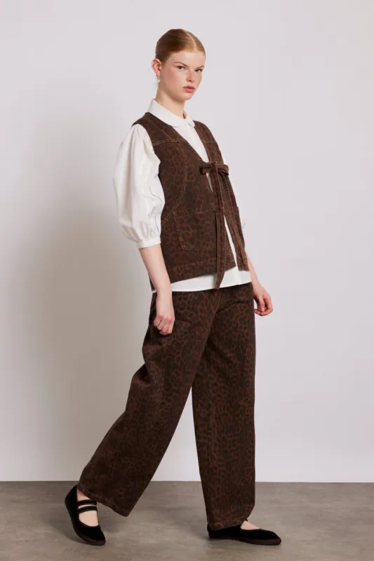 dion jeans - dark leopard overdye sold by Damson Madder