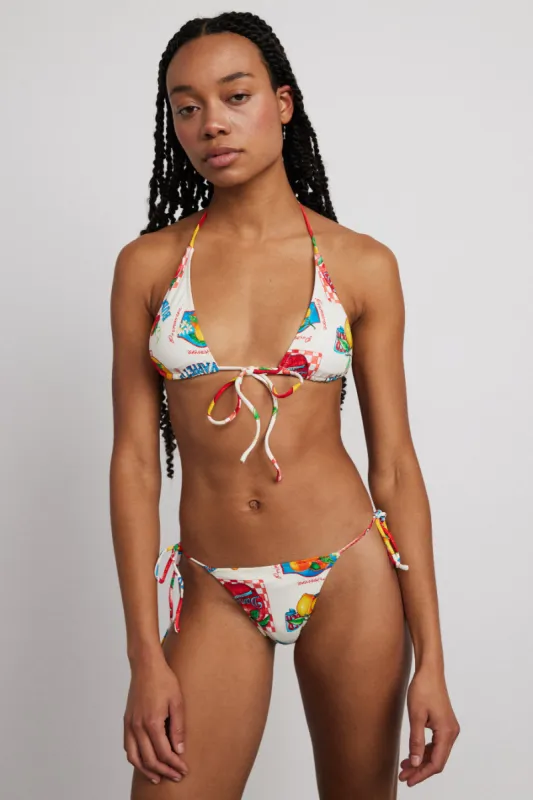 tie side bikini bottom - fruit labels sold by Damson Madder
