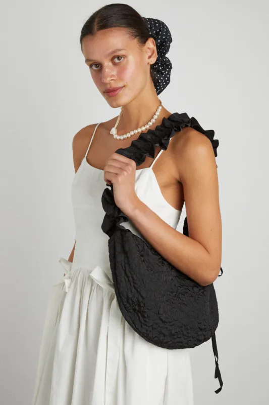 quilted ruched kidney bag - black | Parallel
