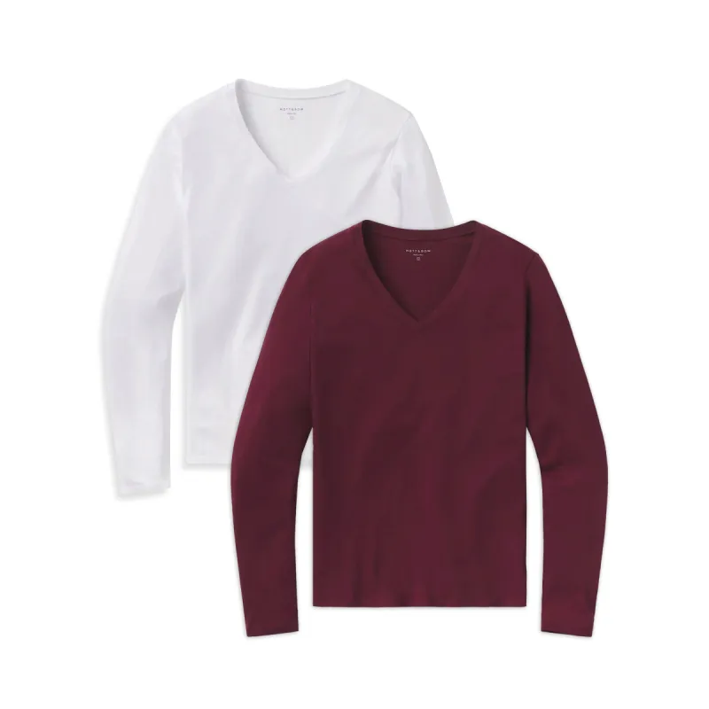 Long Sleeve V-Neck Tee Marcy 2-Pack sold by Mott & Bow