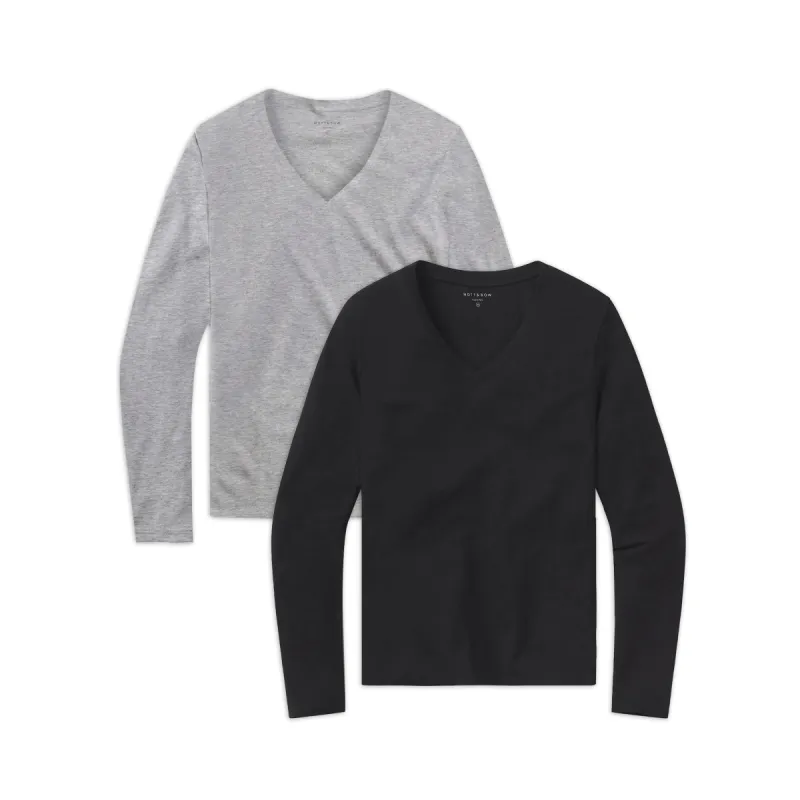 Long Sleeve V-Neck Tee Marcy 2-Pack sold by Mott & Bow