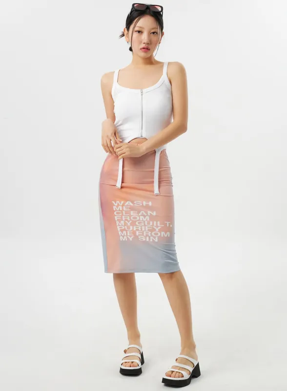 Graphic Midi Skirt CY312 sold by Lewkin