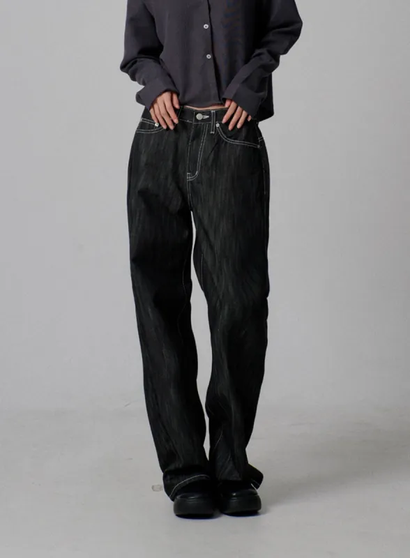 ★OY★WAVE LINES  WASHING JEANS-BLACK★正規品/直送料込 Ribcage Wide Leg Women's Jeans - Black | Levi's® US