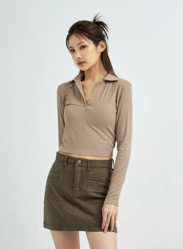 Crop Long Sleeve T-Shirt CS13 sold by Lewkin