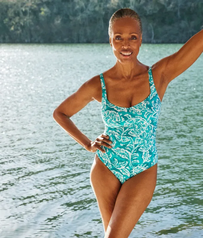 The Seascape Sweetheart One Piece - Batik in Seafoam & Harbor sold by Summersalt