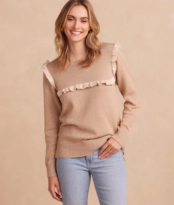 The Year-Round Crewneck Ruffle Sweater - Moonlight sold by Summersalt