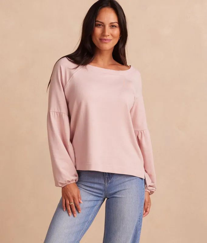The Softest French Terry Boatneck Pullover - Petal sold by Summersalt
