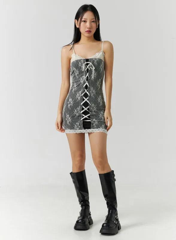 Draped Lace Mini Dress CD301 sold by Lewkin