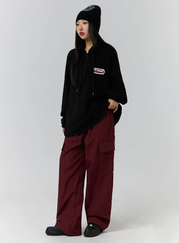 Terry Middle Waist Solid Pocket Cargo Pants (UNISEX) CD329 sold by Lewkin