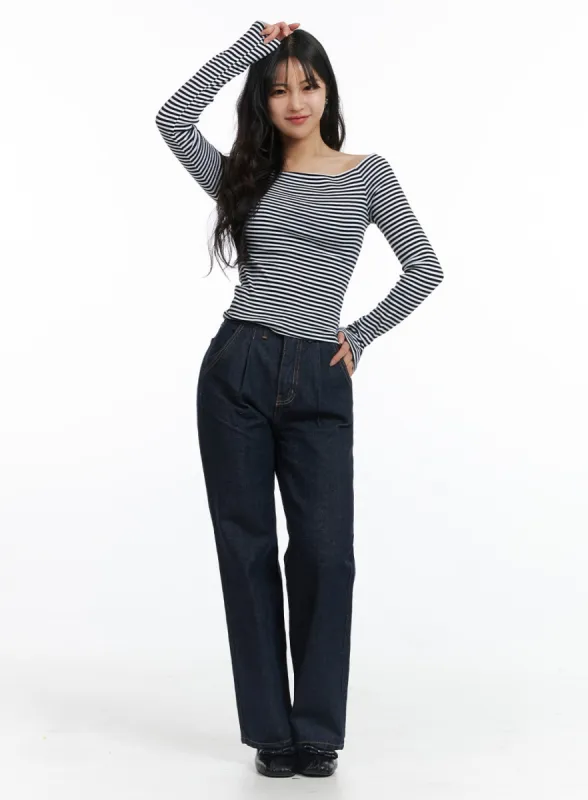 Denim Straight-Leg Jeans OJ431 sold by Lewkin