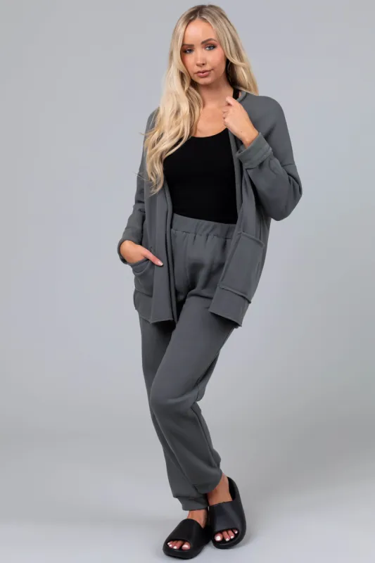 Ash Grey Elastic Fleece Joggers sold by Lime Lush
