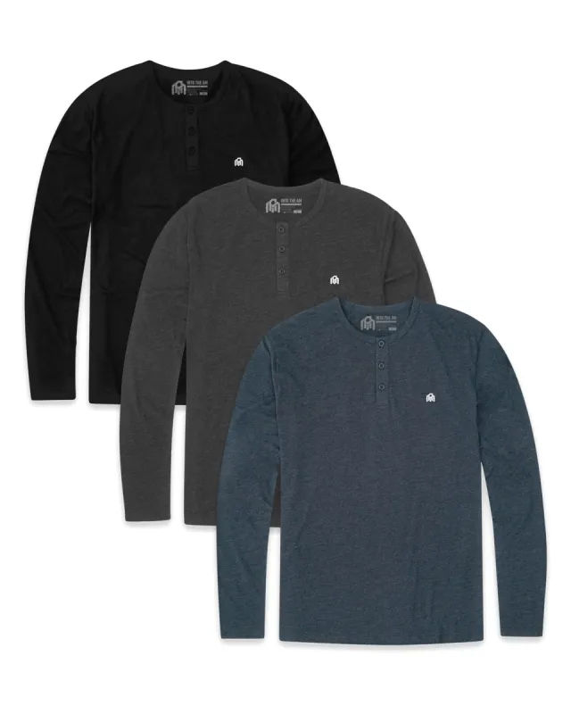 Pack of the Week 3 Pack Long Sleeve Henley - Branded sold by INTO THE AM