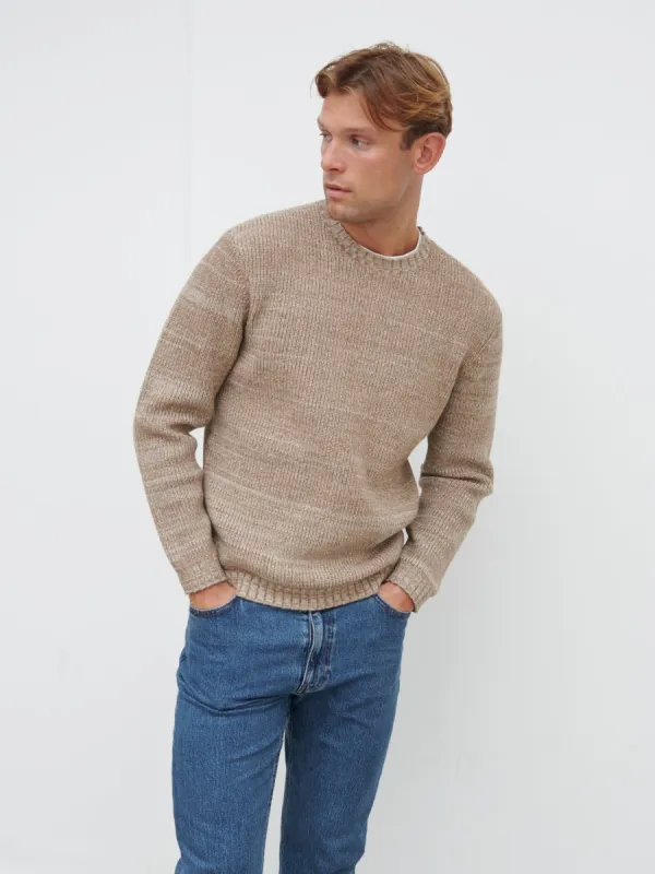 Dylan Crew Neck Knit Jumper - Mushroom Marl sold by NOBL