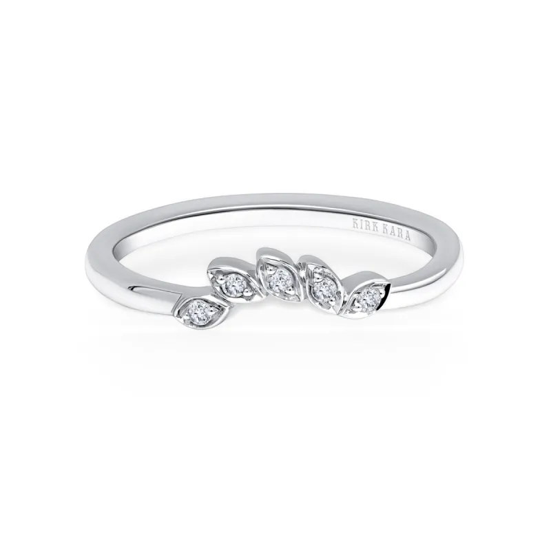 14K White Gold Diamond Leaf Wedding Band sold by Kirk Kara