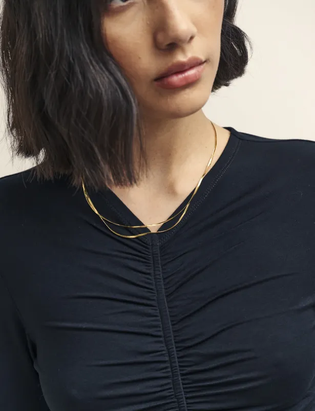 Black Ruched Long Sleeve Top sold by Nobody's Child