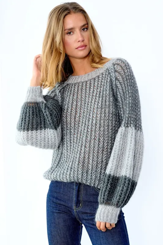 Liana Knit Sweater Grey Melange Mix sold by Noella Fashion