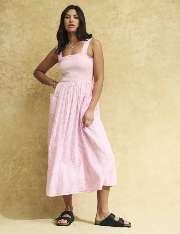 Pink Gingham Check Dionne Midi Dress sold by Nobody's Child