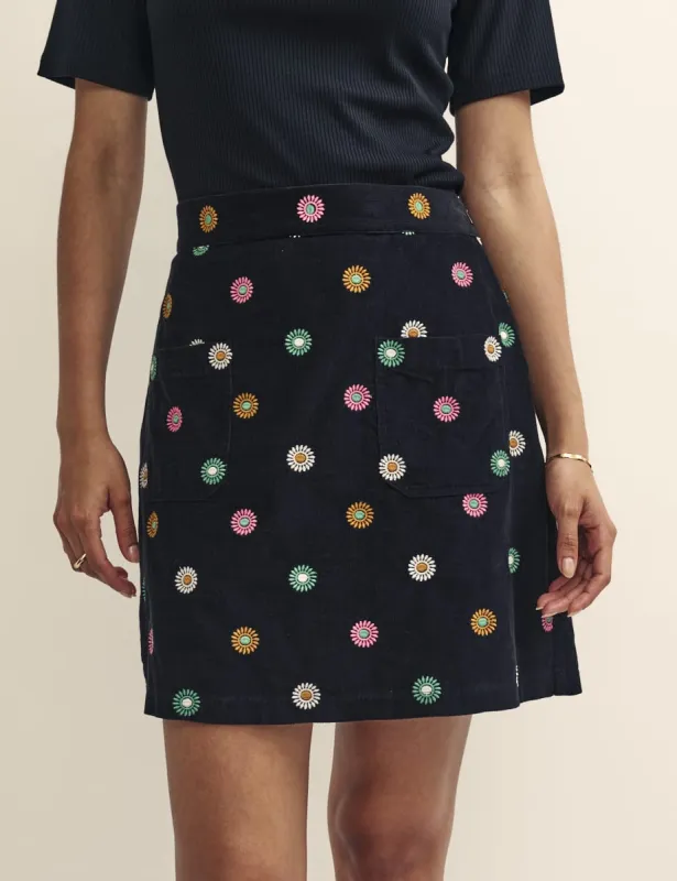 Black Cord Embroidered Mini Skirt sold by Nobody's Child