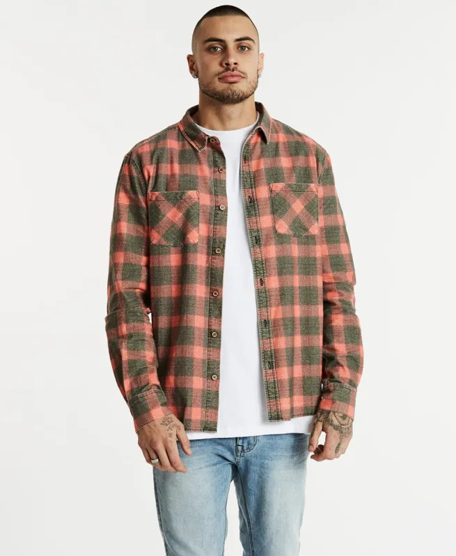 Charge Long Sleeve Shirt Black/Red Check sold by Neverland